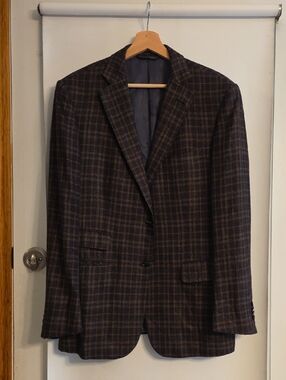 Nobility Astor & Black Brown Plaid Wool Sport Coat - Tailored 2-Button Blazer